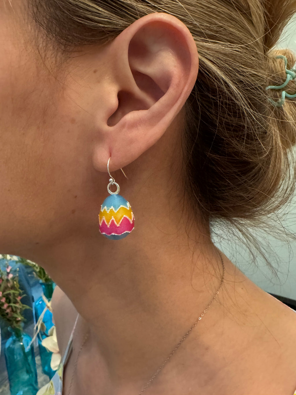 Painted Egg Earrings – Sterling Silver Hooks
