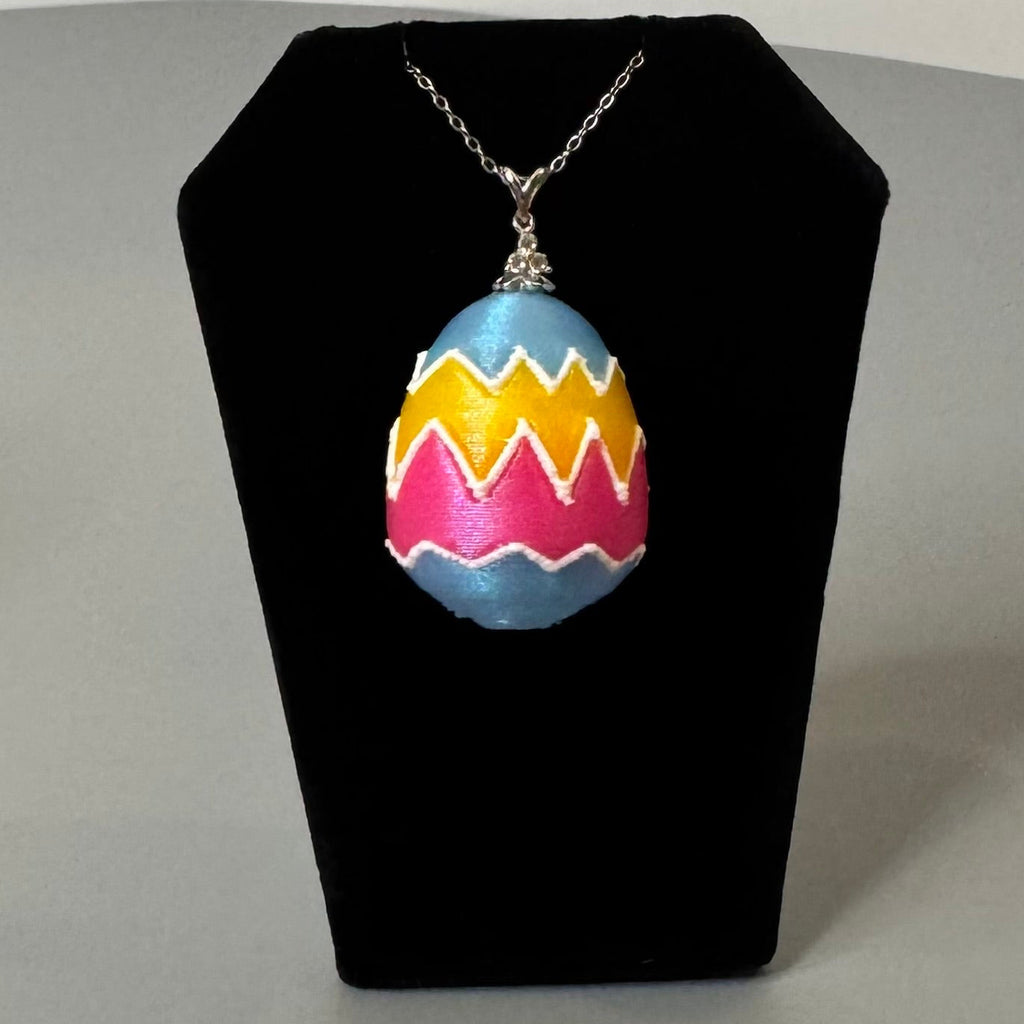 Painted Egg Necklace – Sterling Silver Chain