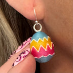 Painted Egg earrings with sterling silver hooks