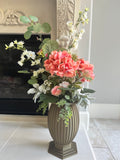 Column Vase permanent floral arrangement in Peaches & Cream palette