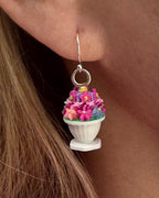 Palais Bowl Earrings with sterling silver hooks and miniature floral bowl charm