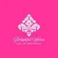 Decorative logo with 'Delightful Wares' on a pink background