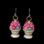 Pair of Palais Bowl Earrings with sterling silver hooks and floral bowl charms