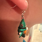 Close-up of Lepre-Gnome Earring with sterling silver hook