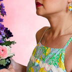 Chickadee Hatching Chick earrings worn by model