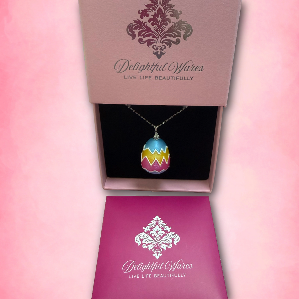 Painted Egg Necklace – Sterling Silver Chain