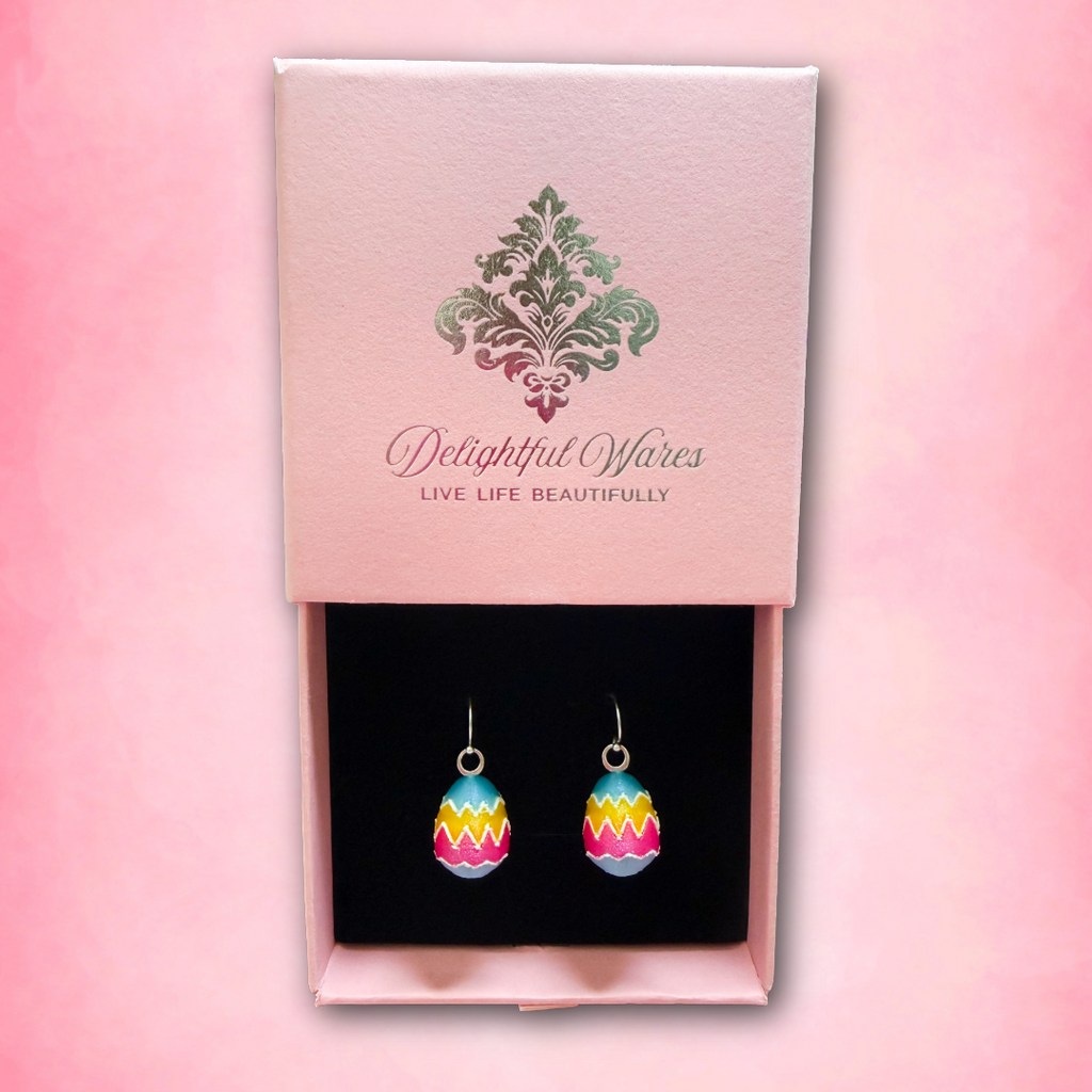 Painted Egg Earrings – Sterling Silver Hooks