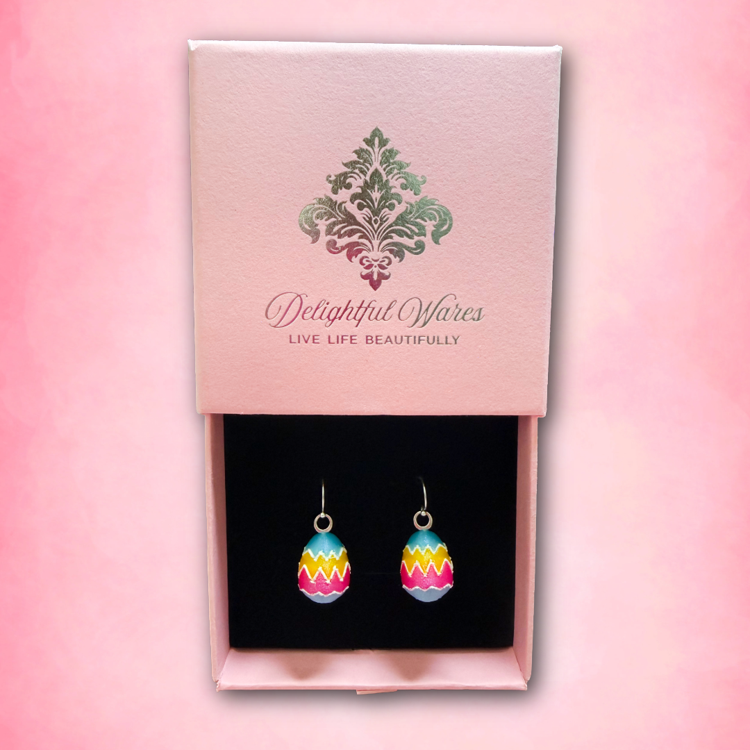 Painted Egg Earrings – Sterling Silver Hooks
