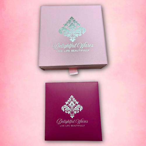 Gift-ready D&W Delightful Wares jewelry box and cleaning cloth