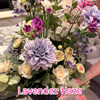 Lavender Haze permanent floral arrangement palette with lavender and soft purple flowers