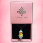 Chickadee Hatching Chick necklace gift-ready packaging with jewelry box and cleaning cloth
