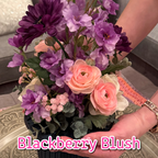Blackberry Blush permanent floral arrangement palette with berry, blush pink and cream flowers