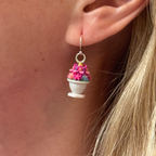 Palais Bowl dangle earrings worn with sterling silver hooks