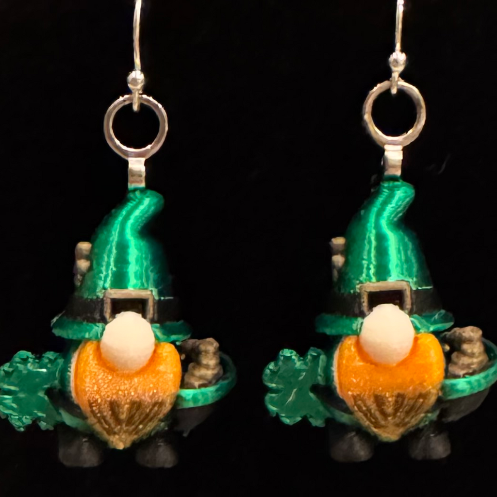 Lepre-Gnome Earrings — St. Patrick’s Day — Sterling Silver Hooks