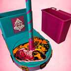 Compact Premium Cat Yarn Spinner close-up showing cat artwork, storage compartment, and removable accessory tray