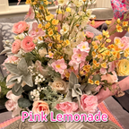 Pink Lemonade permanent floral arrangement palette with blush pink and yellow flowers
