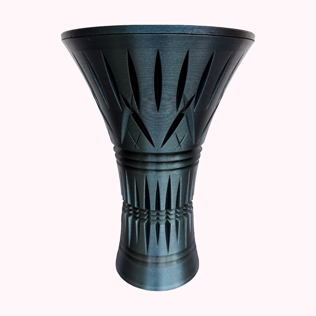 Signature Collection Sculptural Bouquet Vase in Onyx Shimmer finish.