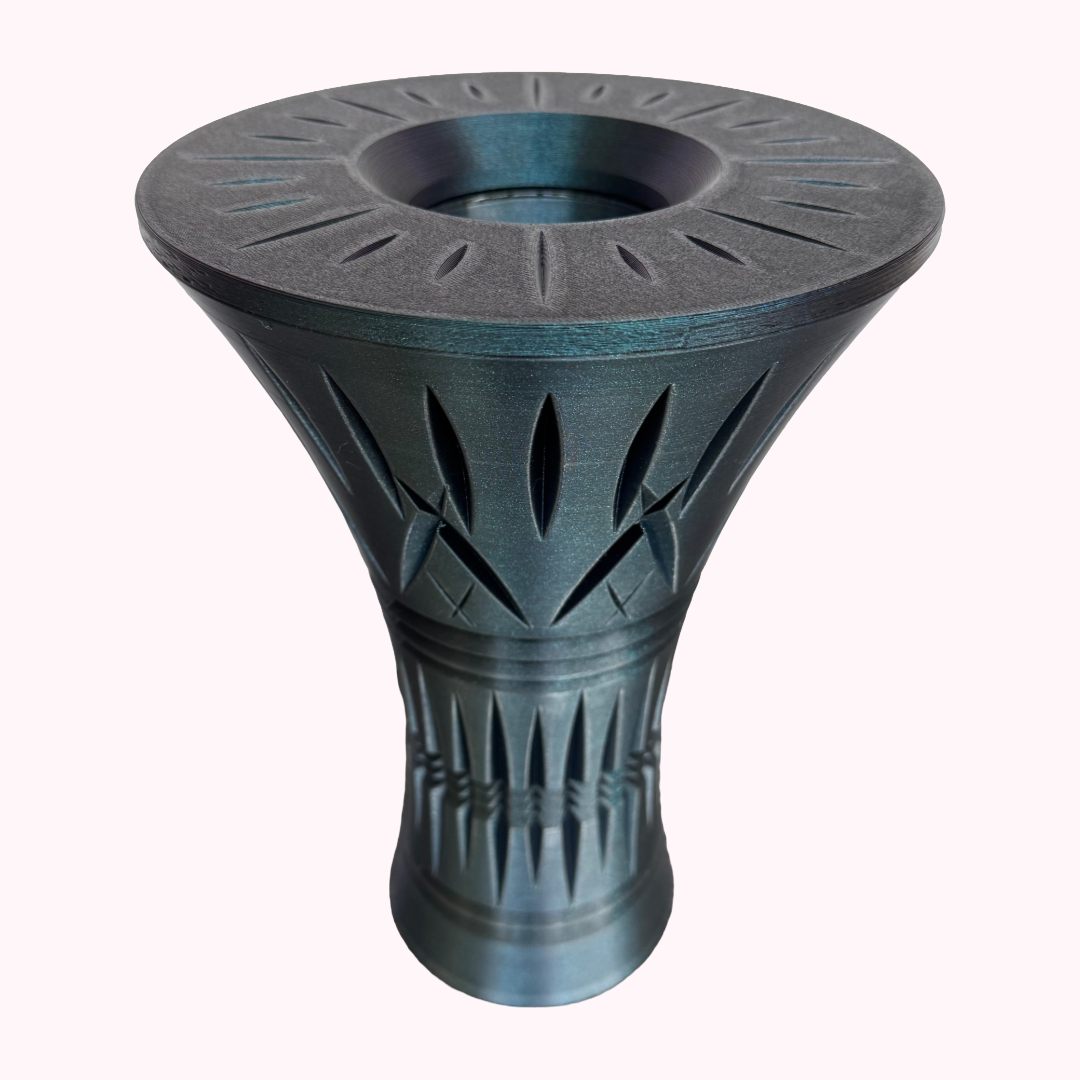 Signature Collection Sculptural Bouquet Vase in Onyx Shimmer finish, angled view.