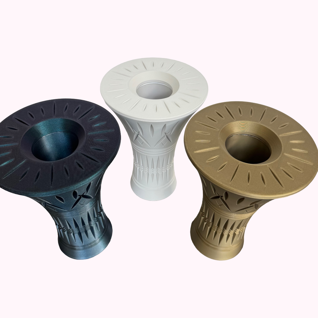 Top view of the Signature Collection Sculptural Bouquet Vase in Bone White, Onyx Shimmer, and Warm Bronze finishes.