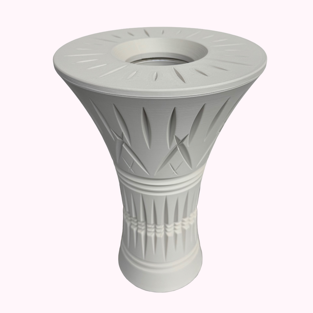 Signature Collection Sculptural Bouquet Vase in Bone White finish, angled view.