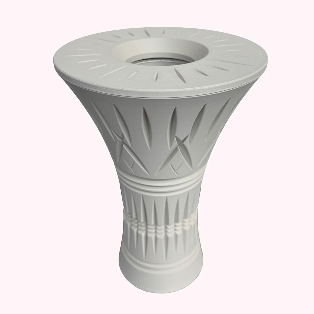 Signature Collection Sculptural Bouquet Vase in Bone White finish, angled view.