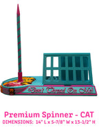 Premium Don't Thread On Me Cat Yarn Spinner Organizer with rotating yarn spinner, phone and tablet stand, crochet hook and knitting needle storage, removable tray compartment, and detachable carry handle.