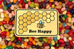 Bee Happy yellow magnetic pill box with removable 3-compartment insert