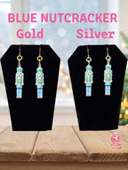 Blue Nutcracker earrings in gold-plated and sterling silver finishes