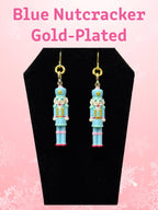 Blue Nutcracker earrings in gold-plated finish