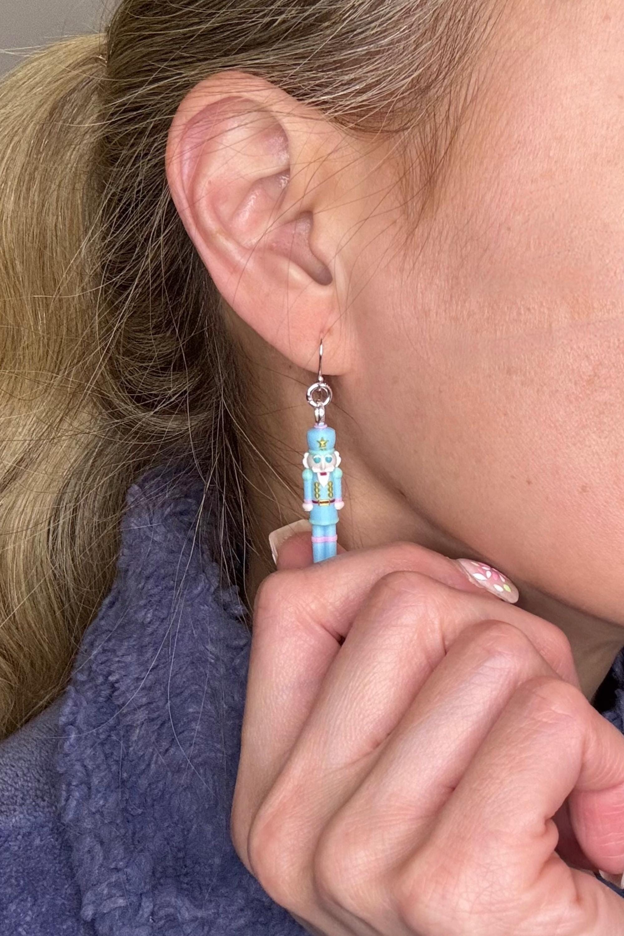 Nutcracker Dangle Earrings 925 Sterling Silver Cute Character Jewelry