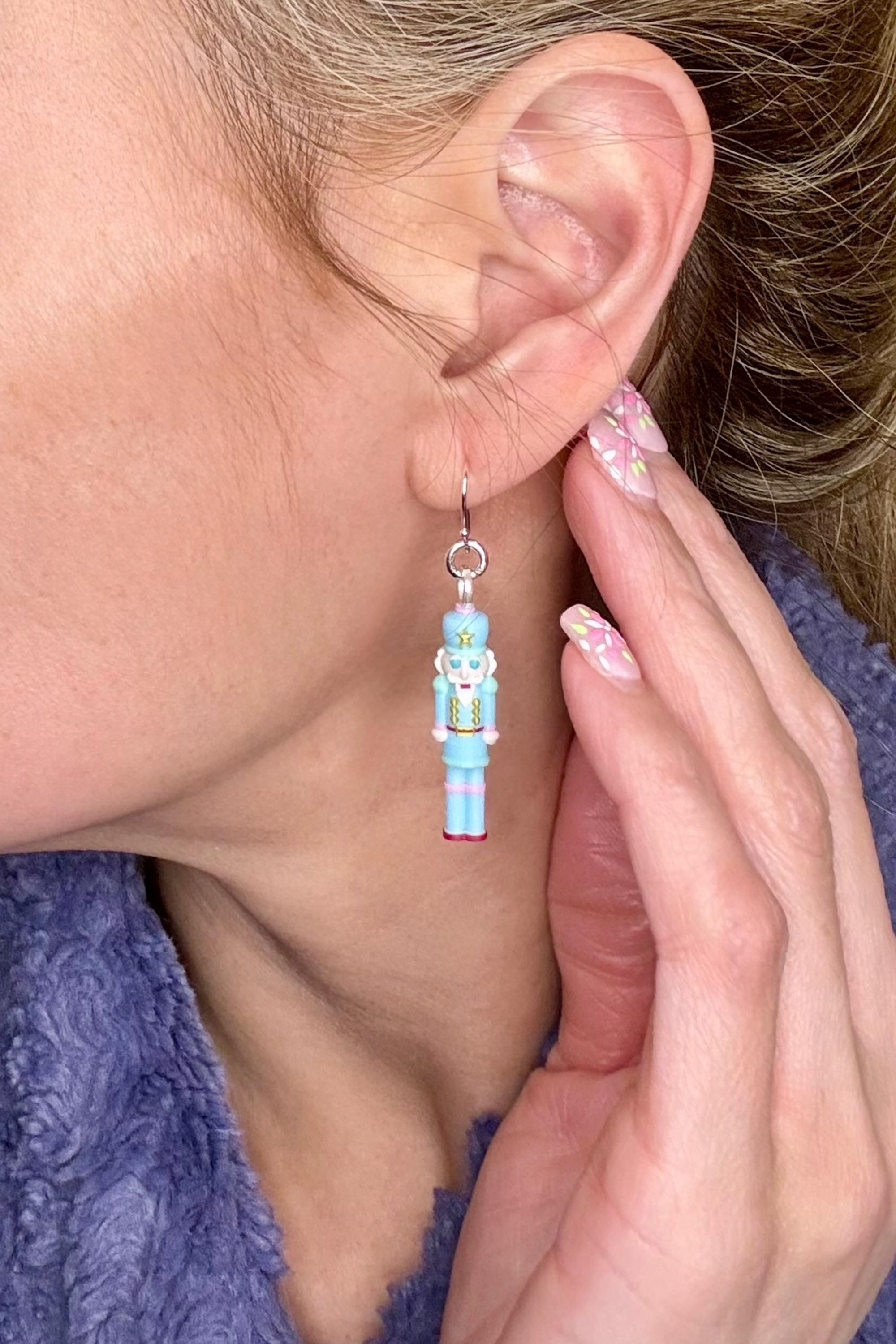 Nutcracker Dangle Earrings 925 Sterling Silver Cute Character Jewelry