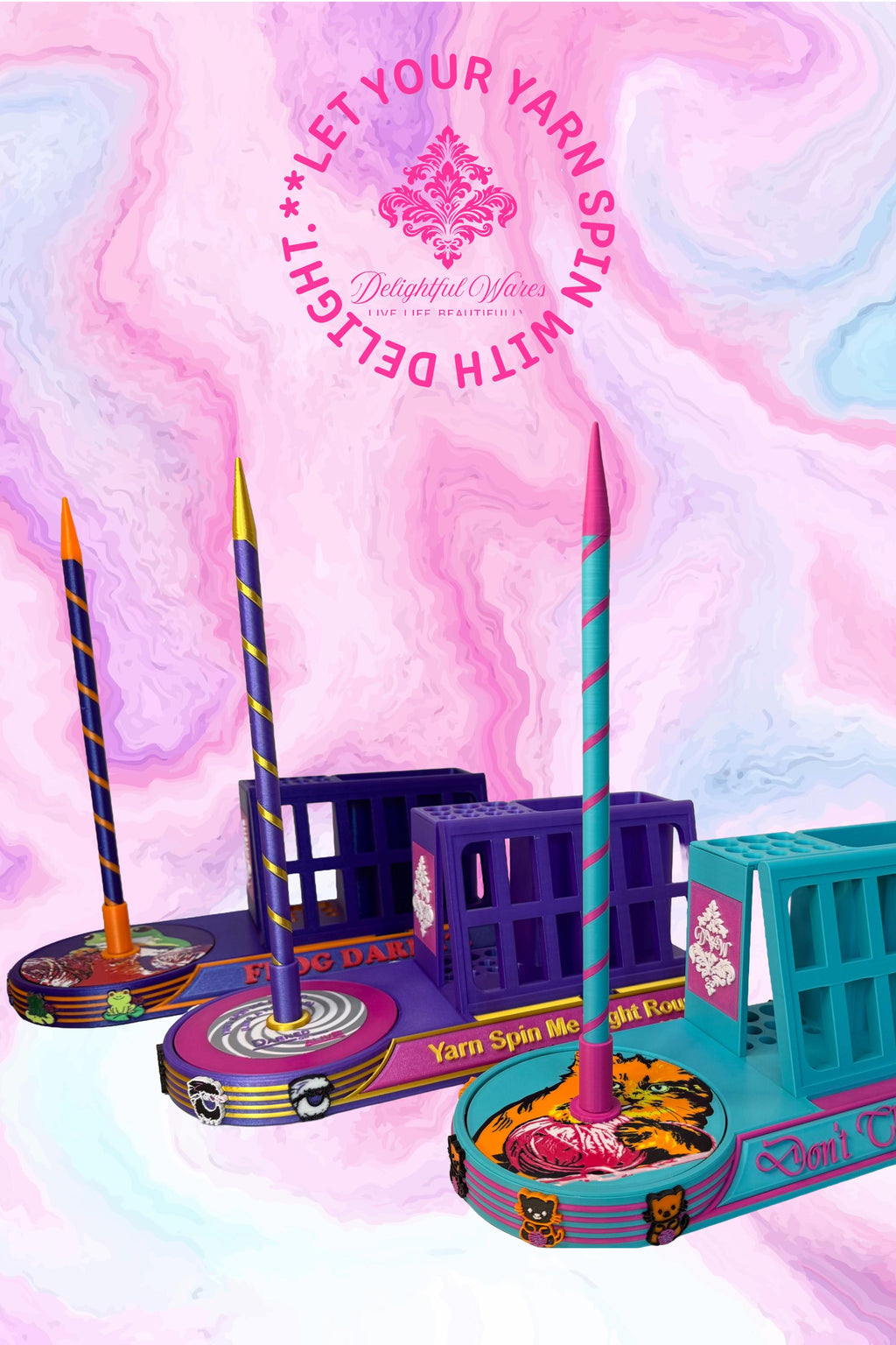 Premium Yarn Spinner with Phone Stand & Tool Caddy | Rotating Yarn Stand