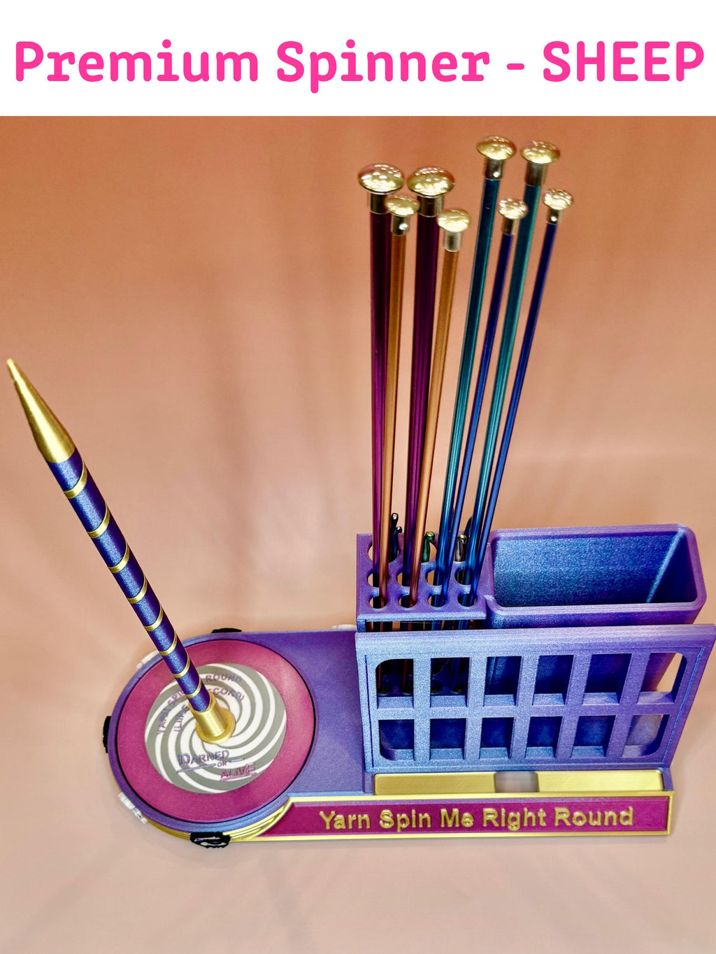 Premium Yarn Spinner with Phone Stand & Tool Caddy | Rotating Yarn Stand