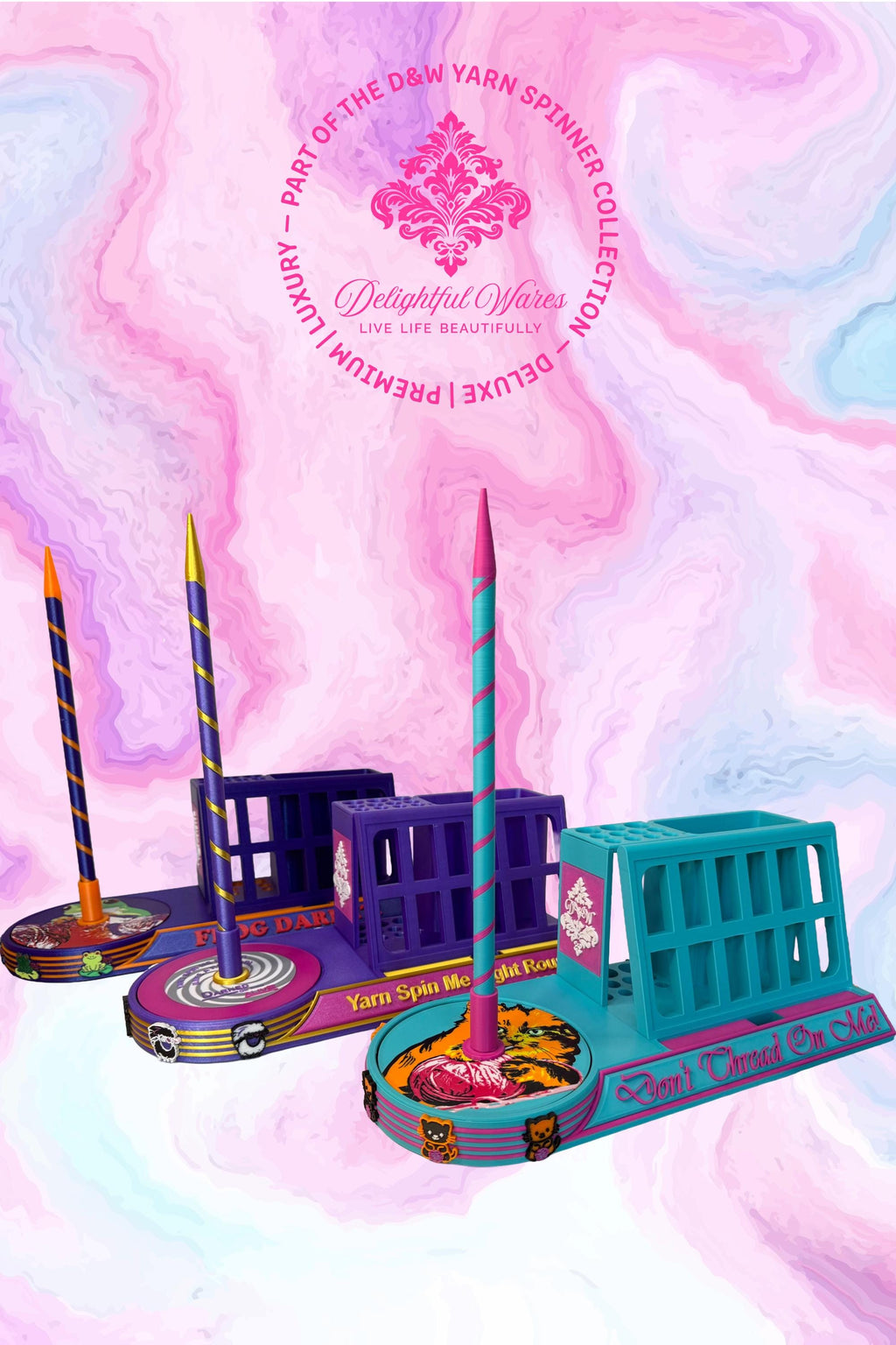 Premium Yarn Spinner with Phone Stand & Tool Caddy | Rotating Yarn Stand