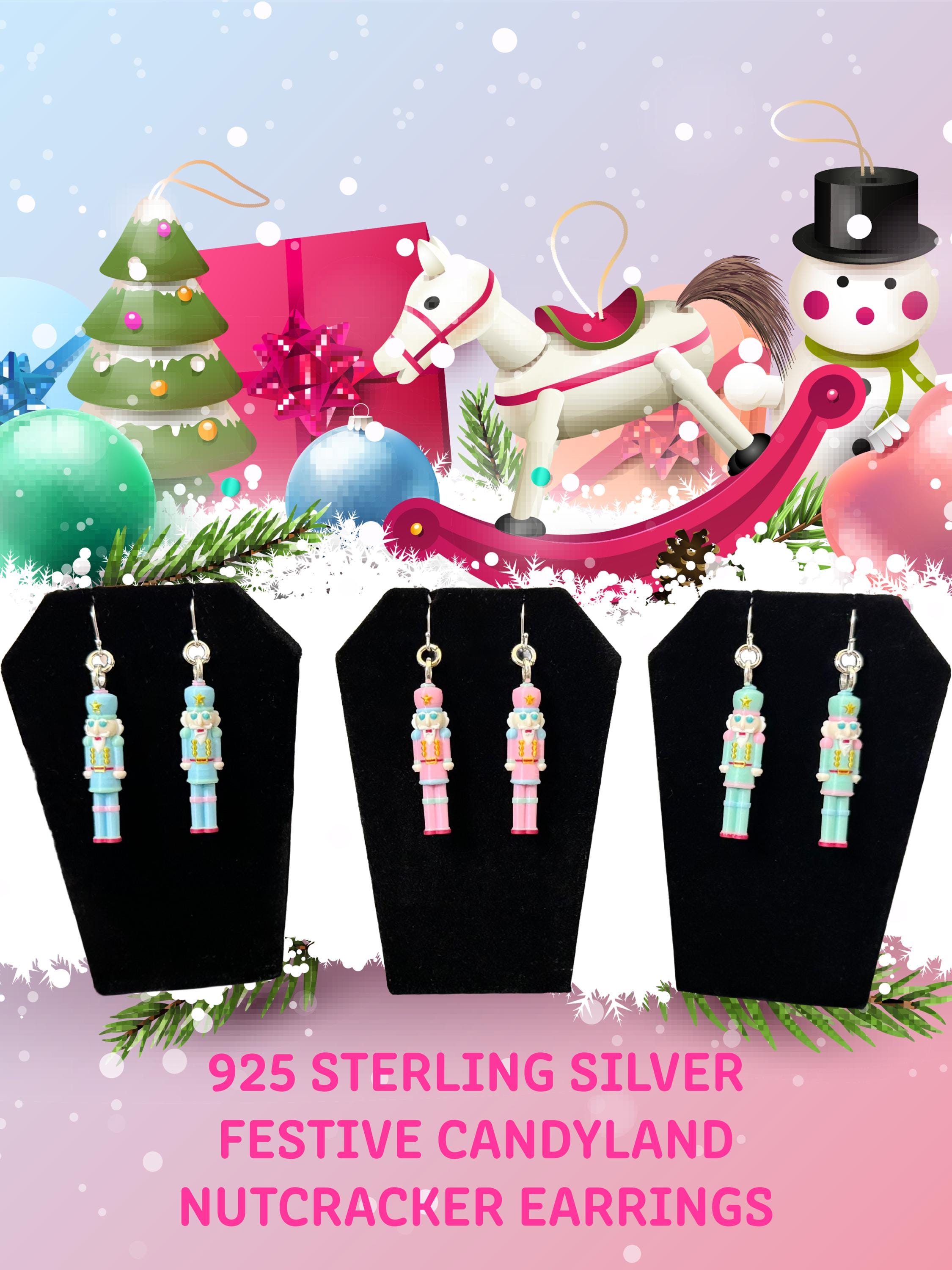 Nutcracker Dangle Earrings 925 Sterling Silver Cute Character Jewelry