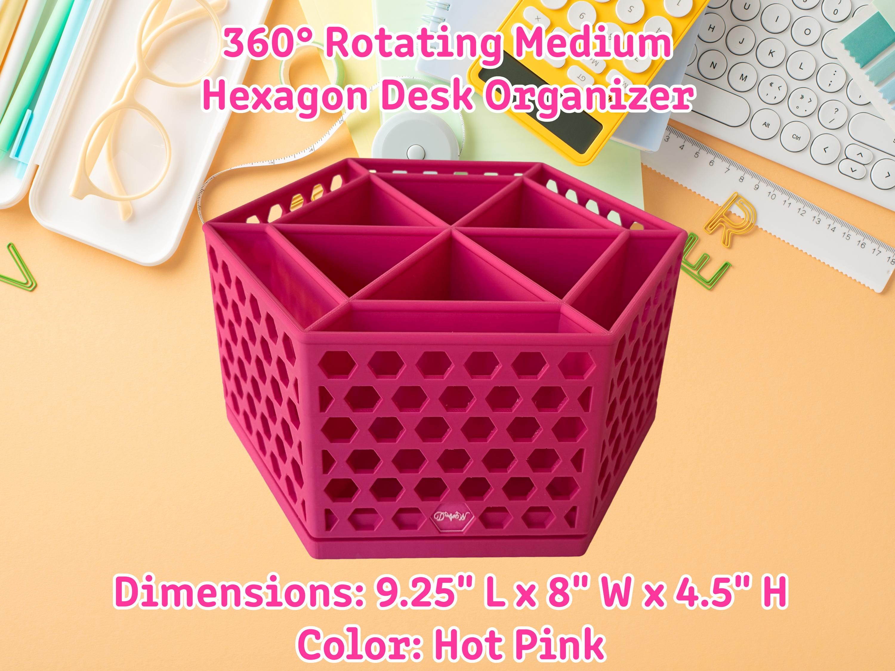 360 Rotating Hexagon Desk Organizer Colorful Desk and Vanity Storage