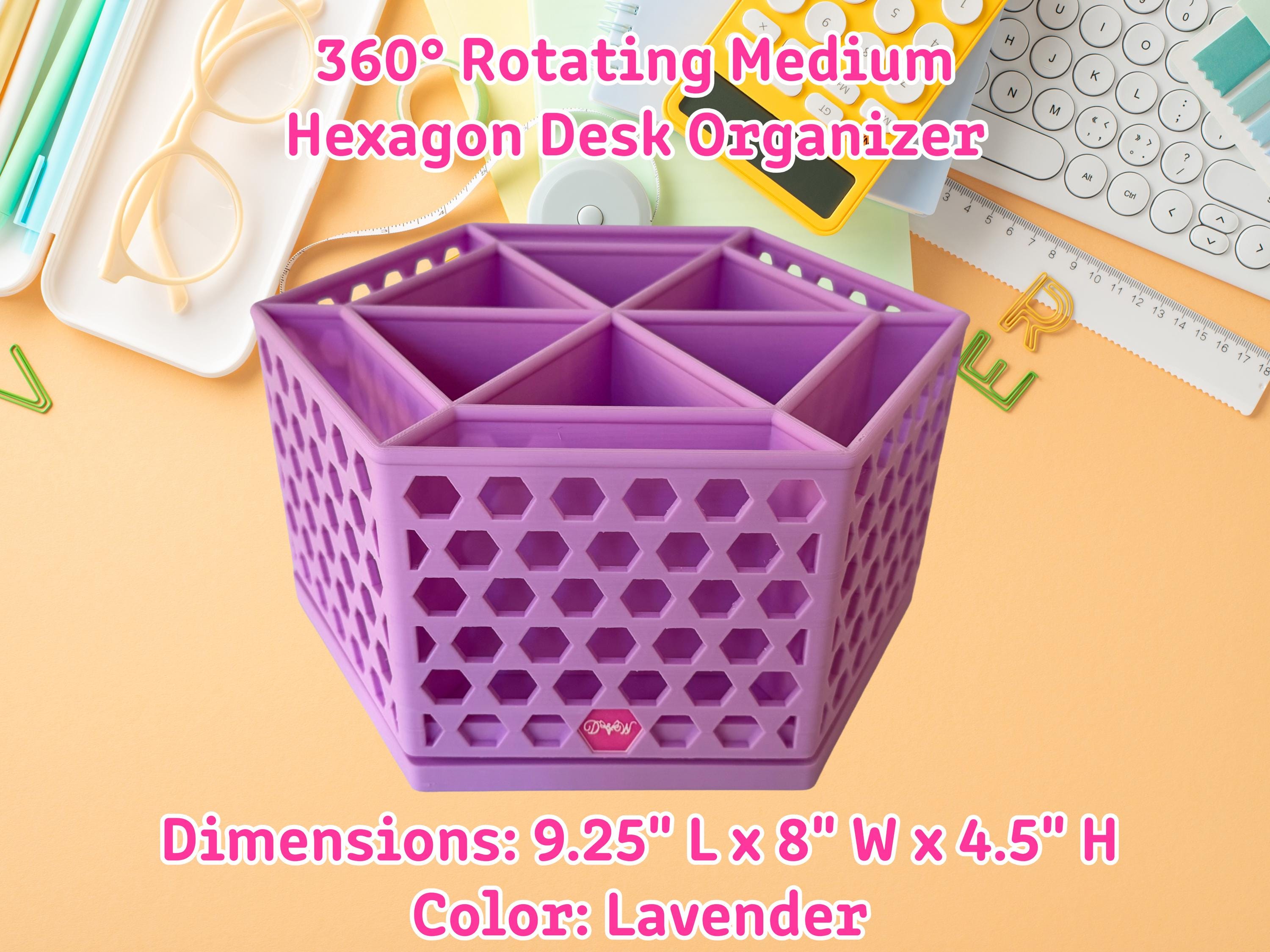 360 Rotating Hexagon Desk Organizer Colorful Desk and Vanity Storage