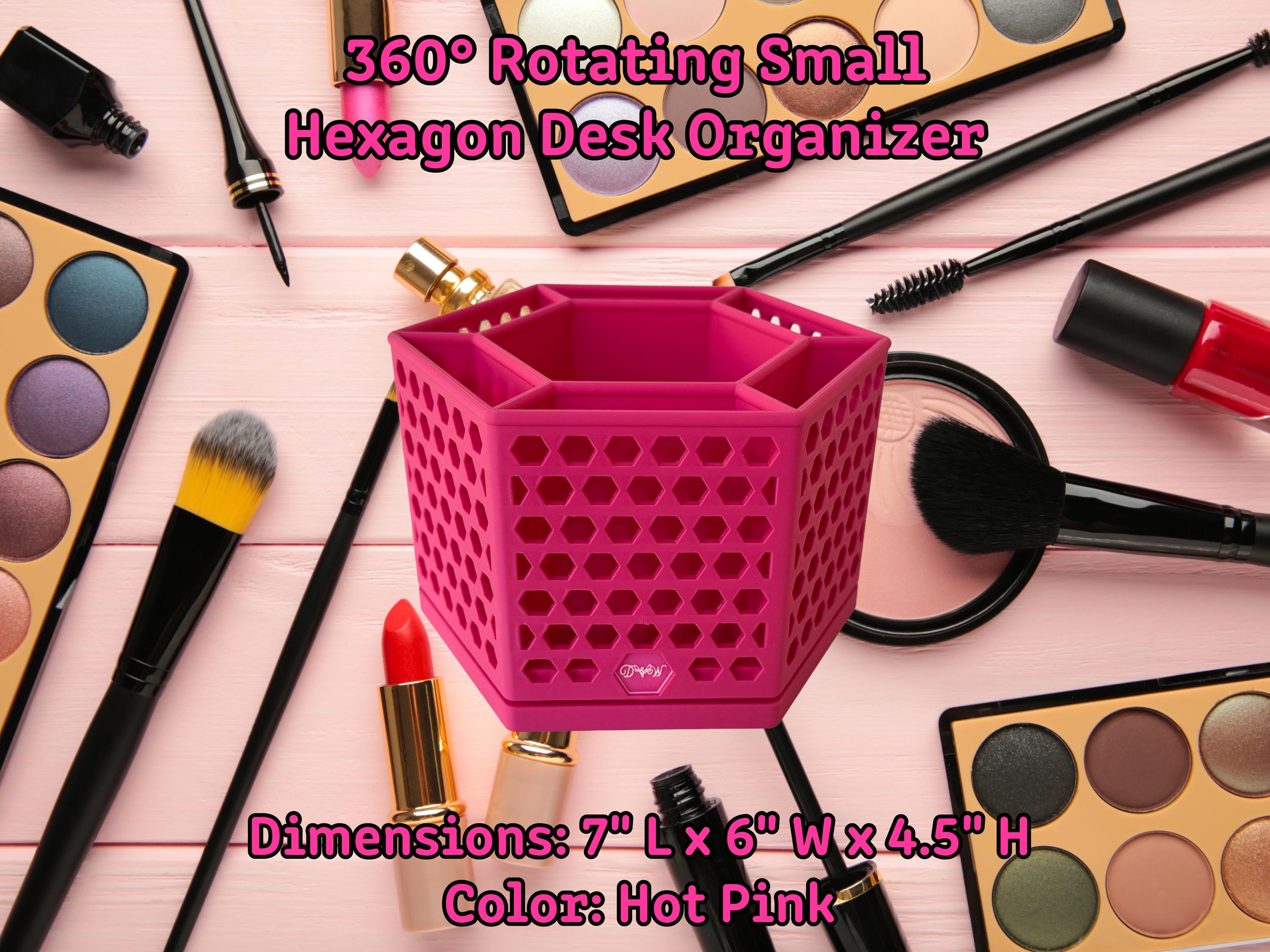 360 Rotating Hexagon Desk Organizer Colorful Desk and Vanity Storage