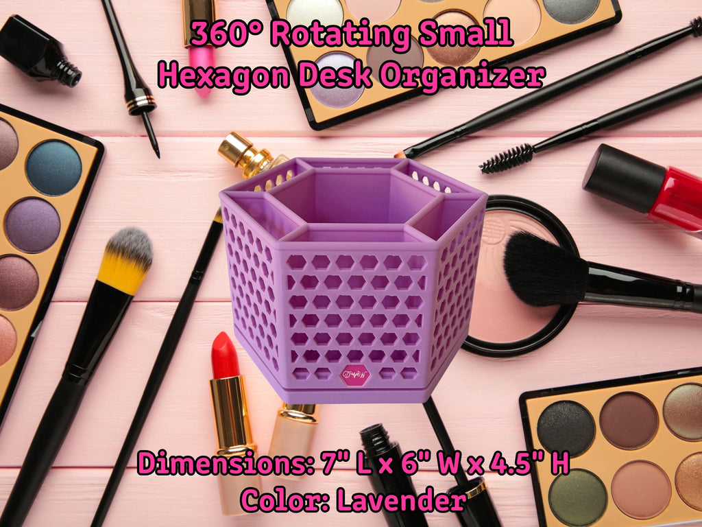 360 Rotating Hexagon Desk Organizer Colorful Desk and Vanity Storage