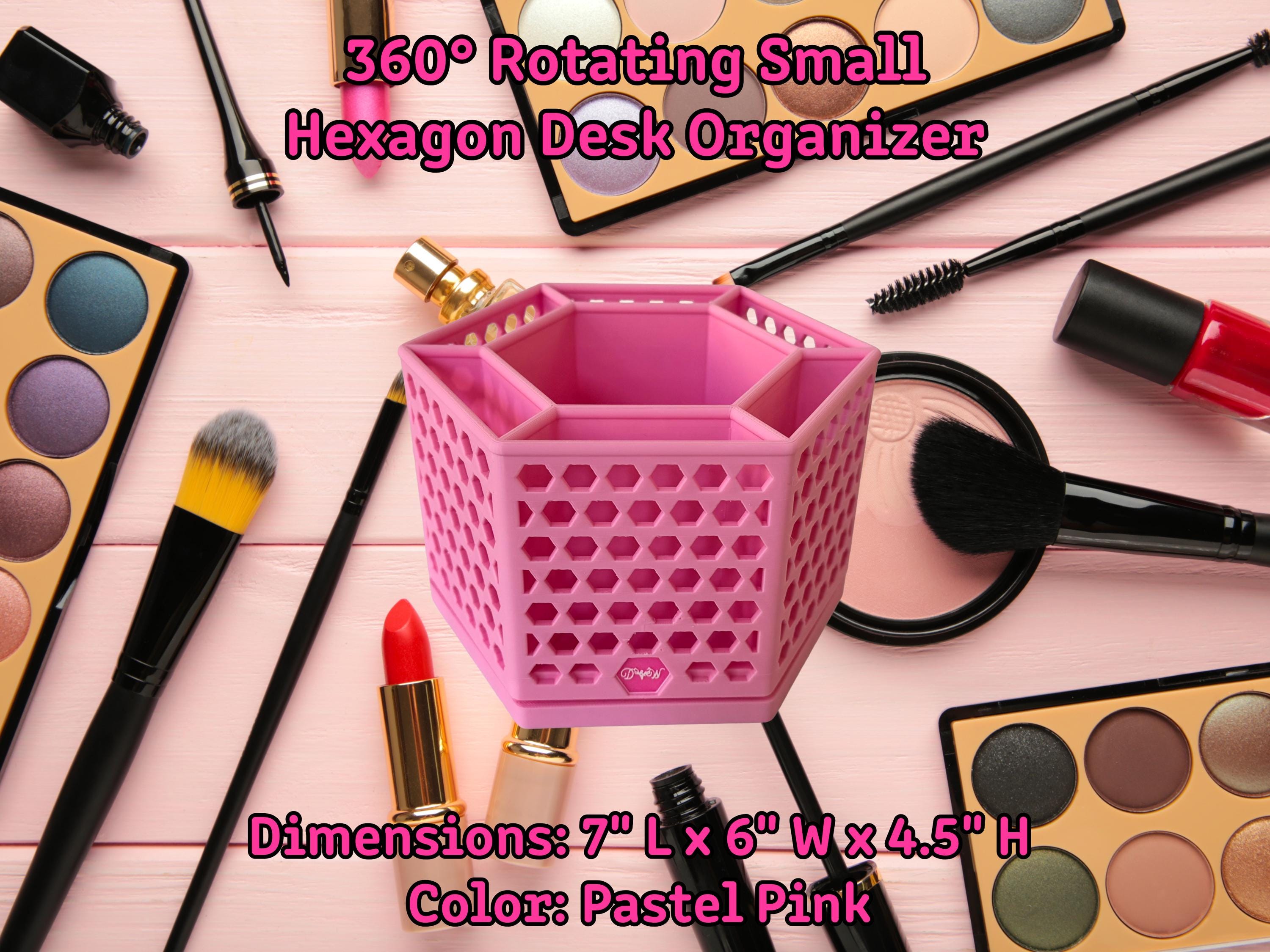 360 Rotating Hexagon Desk Organizer Colorful Desk and Vanity Storage