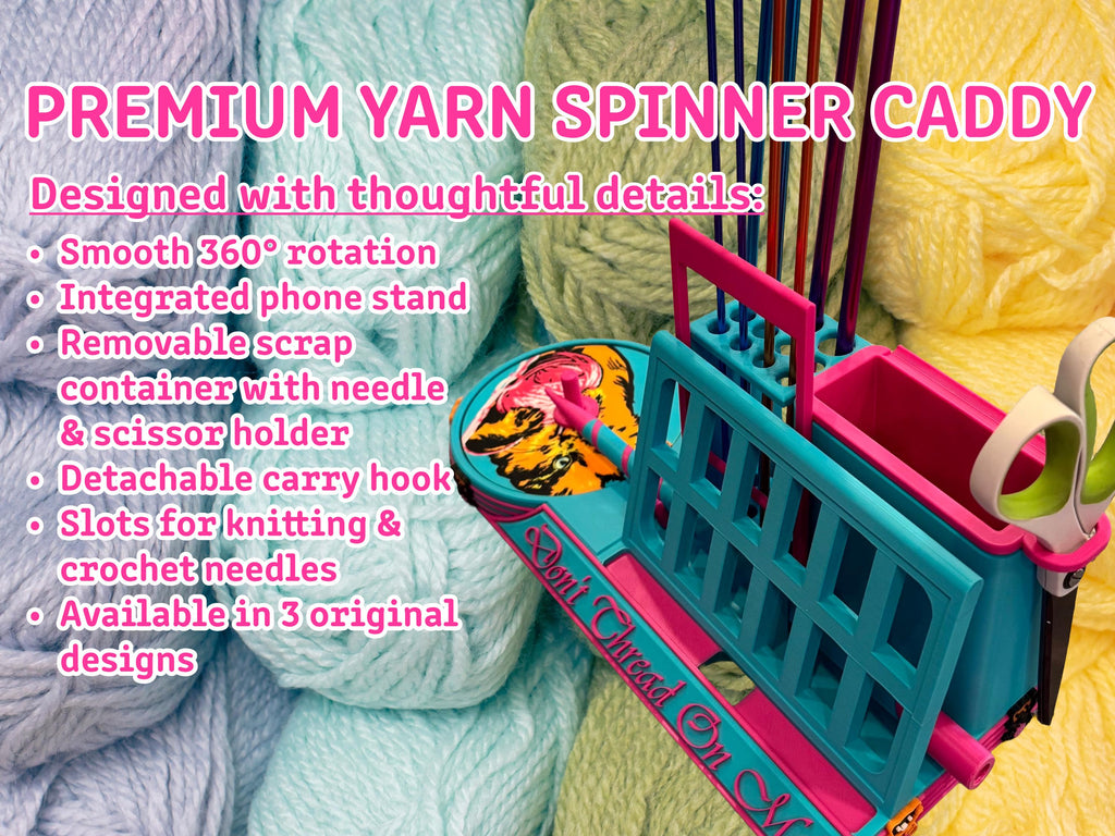 Premium Yarn Spinner with Phone Stand & Tool Caddy | Rotating Yarn Stand
