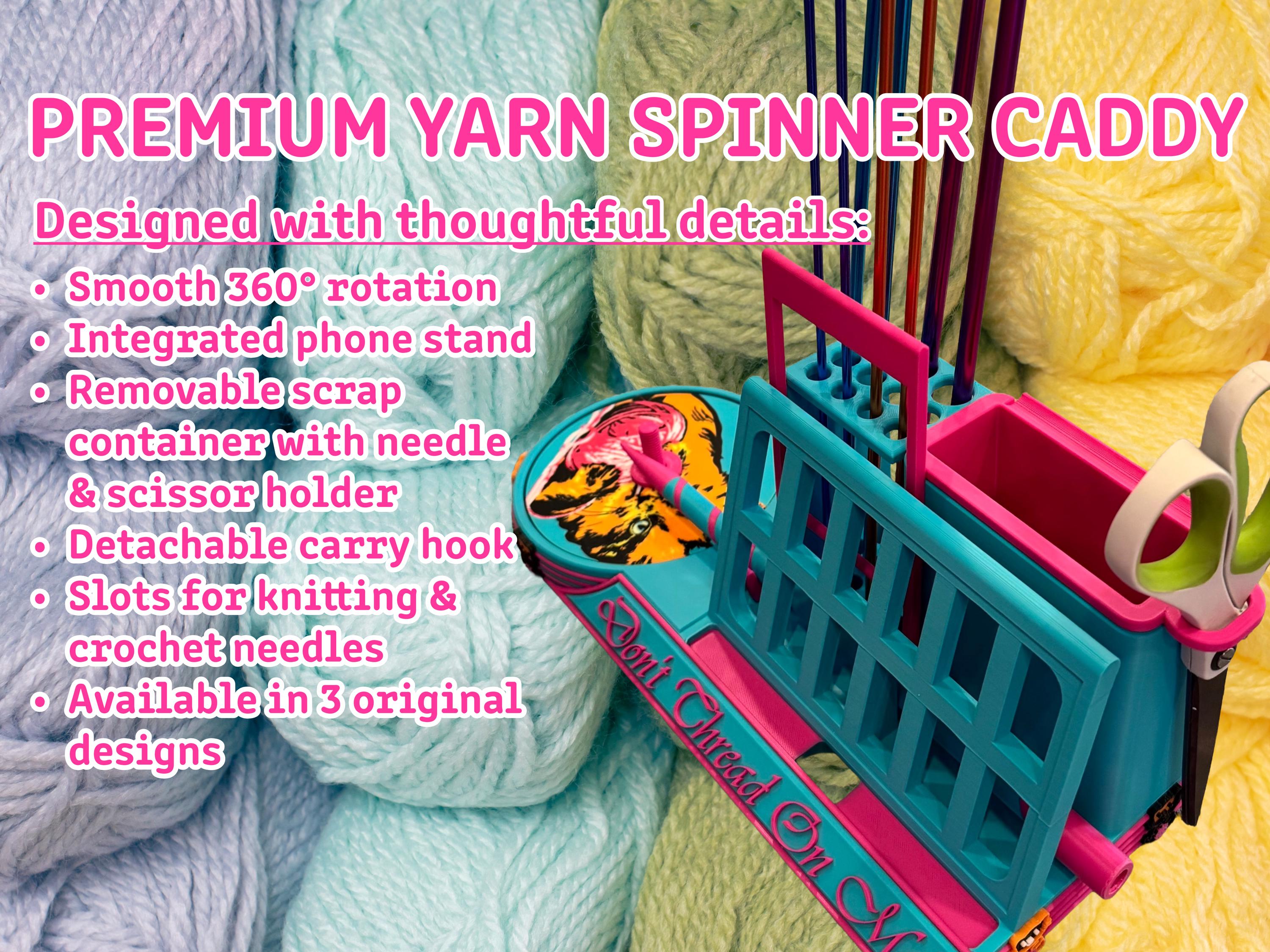 Premium Yarn Spinner with Phone Stand & Tool Caddy | Rotating Yarn Stand
