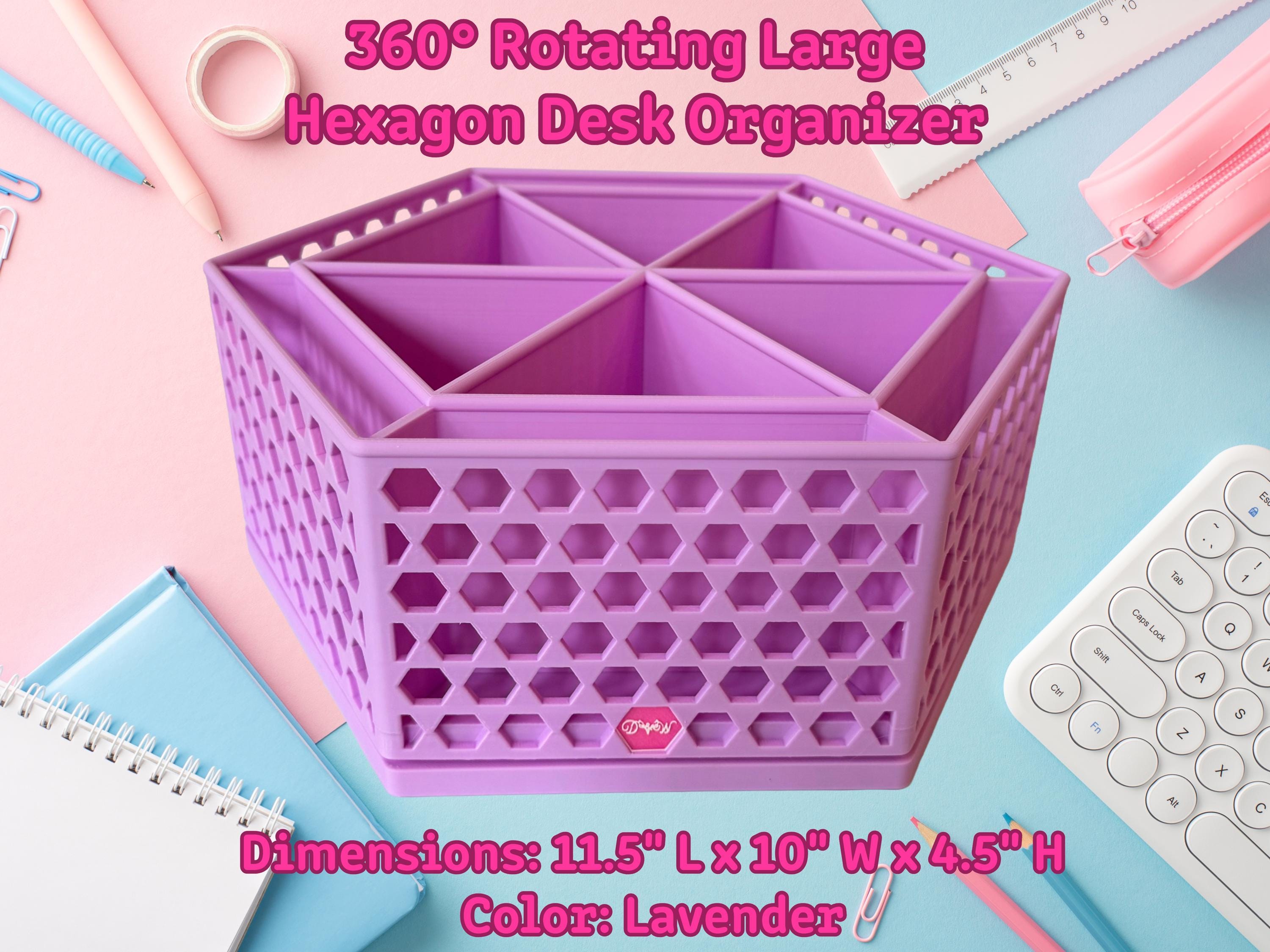 360 Rotating Hexagon Desk Organizer Colorful Desk and Vanity Storage