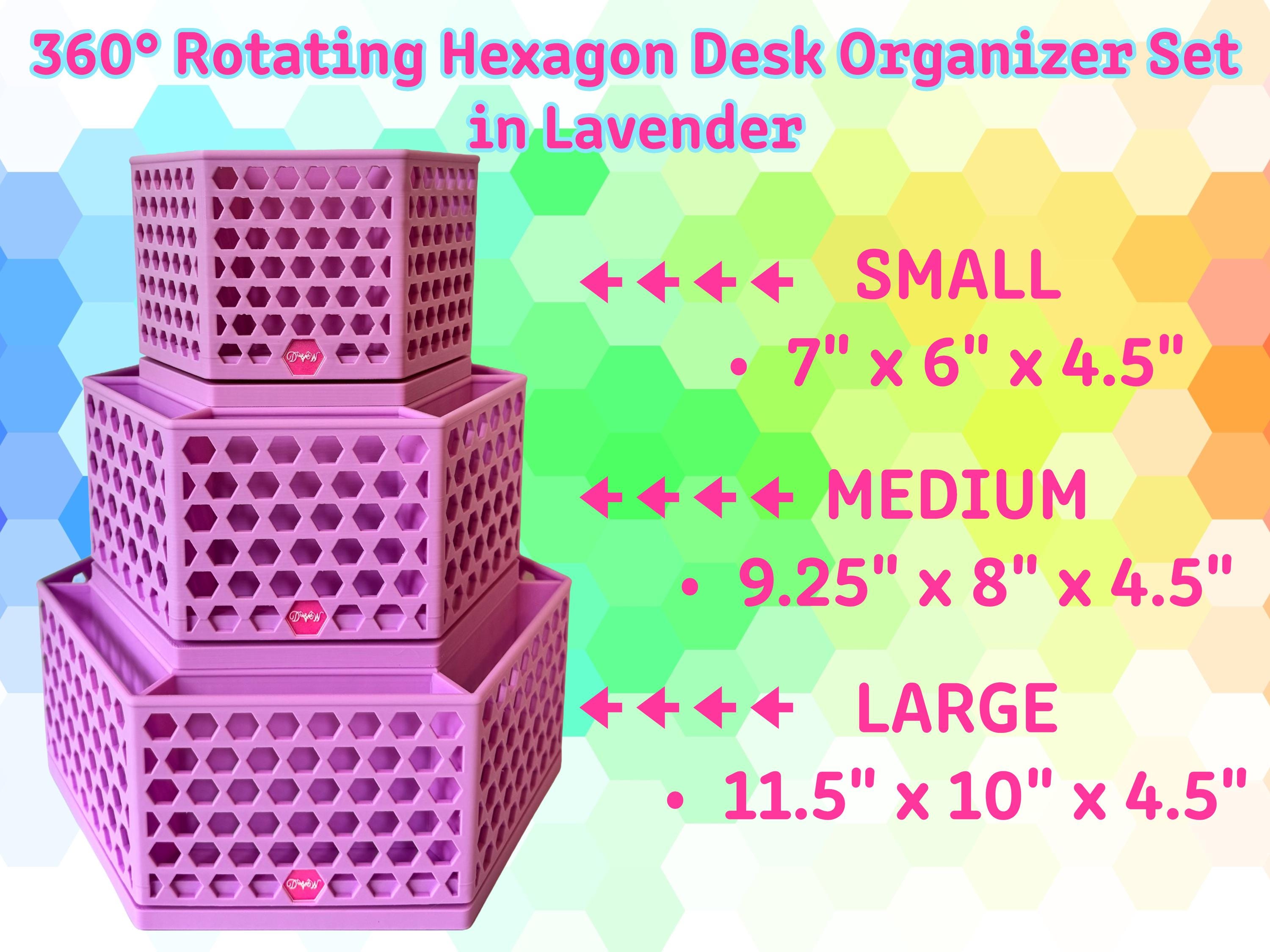 360 Rotating Hexagon Desk Organizer Colorful Desk and Vanity Storage