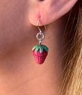 Strawberry Dangle Earrings 925 Sterling Silver Cute Fruit Jewelry