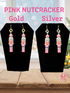 Pink Nutcracker earrings in gold-plated and sterling silver finishes
