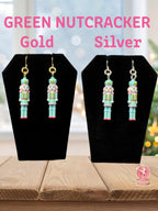 Green Nutcracker earrings in gold-plated and sterling silver finishes