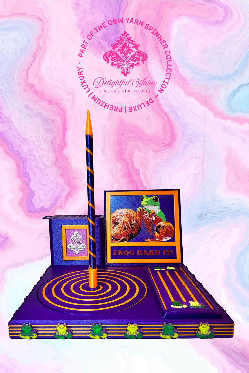 Luxury Yarn Spinner with Phone & Tablet Stand | Premium Craft Workstation