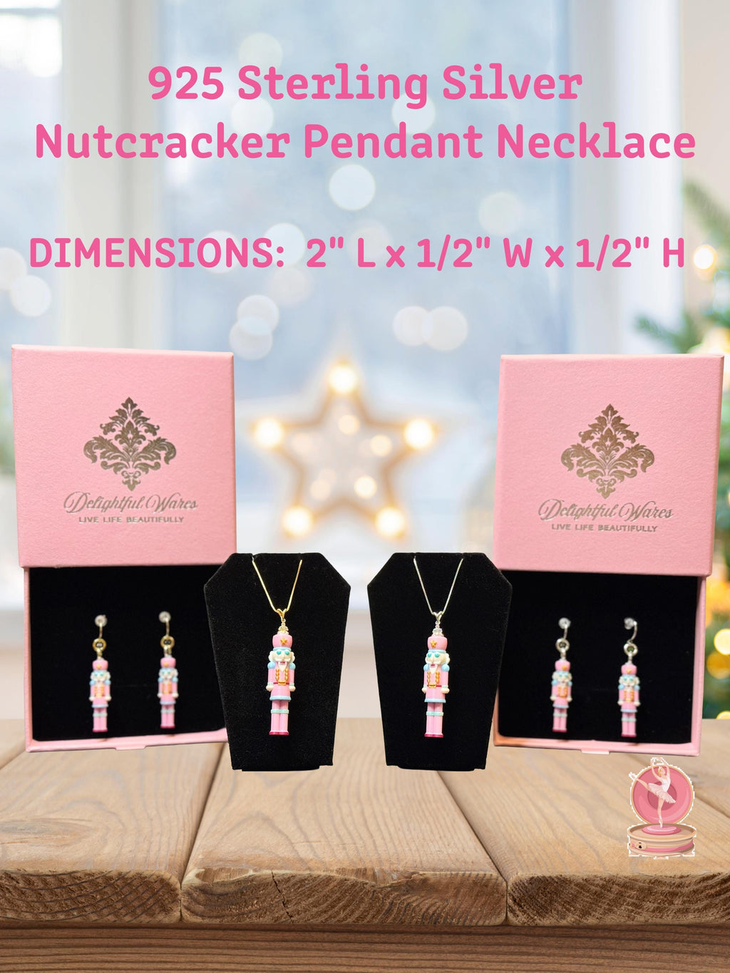 Nutcracker Pendant Necklace • 925 Sterling Silver • Cute Character Jewelry