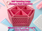 Large rotating hexagon desk organizer with multiple storage compartments